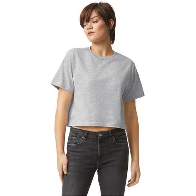 American Apparel 102AM Women's Fine Jersey Boxy T-Shirt in Heather Grey size Large | Ringspun Cotton