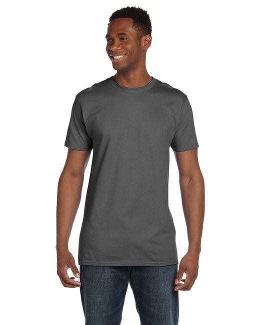 Hanes 498PT Perfect-T PreTreat T-Shirt in Smoke Grey size Large | Ringspun Cotton