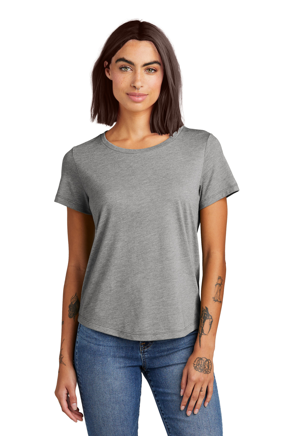 Allmade AL2015 Women's Relaxed Tri-Blend Scoop Neck Top in Aluminum Grey size Medium | Triblend