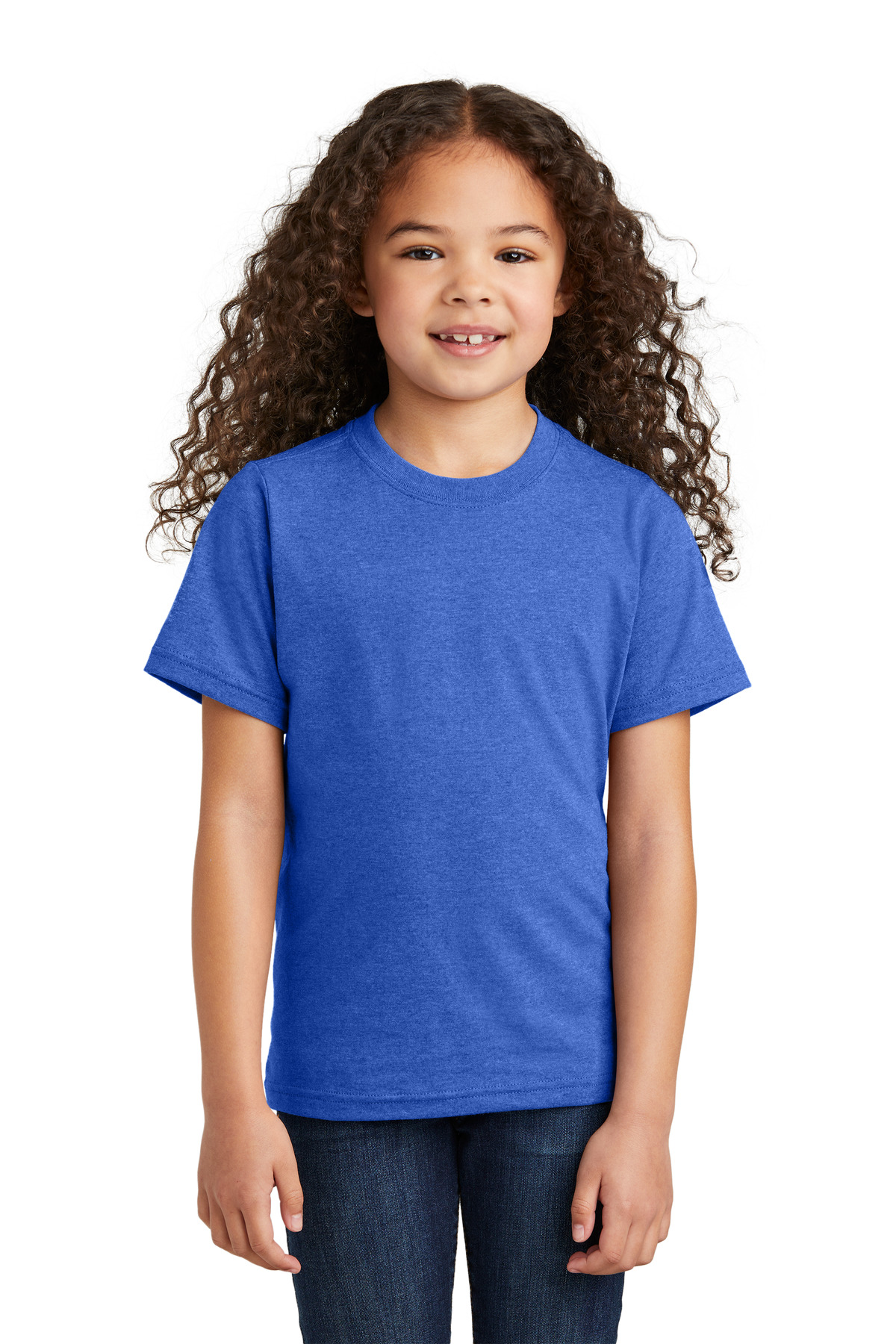 Port & Company PC330Y Youth Tri-Blend Top in Heather Royal Blue size Large | Triblend