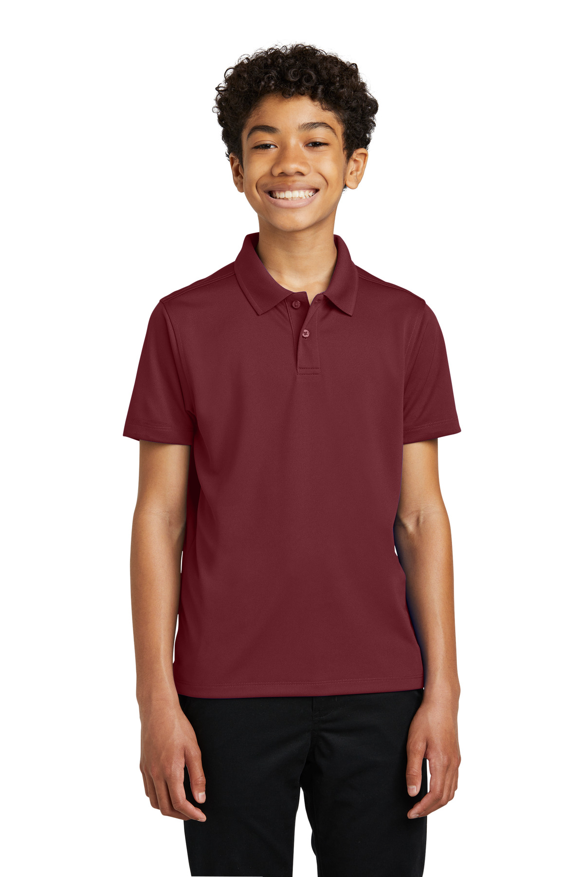 Port Authority Y110 Youth Dry Zone UV Micro-Mesh Polo Shirt in Burgundy size Small | Polyester