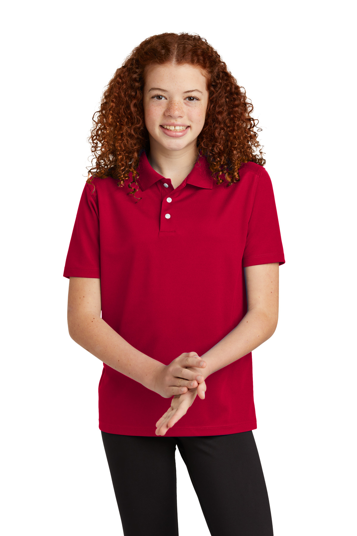 Sport-Tek YST740 Youth UV Micropique Polo Shirt in Deep Red size Medium | Polyester