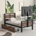 Twin Size Metal Platform Bed with MDF Headboard and Footboard,Two Storage Drawers and Rotatable TV Stand