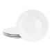 4 Piece 10.5 Inch Fine Ceramic Embossed Dinner Plate Set in White