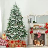 6.5ft Pre-Lit Snow Flocked Hinged Artificial Christmas Spruce Tree - 45"x78"