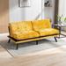Yellow Chenille Convertible Futon Sofa Bed, Breathable Lounge Couch