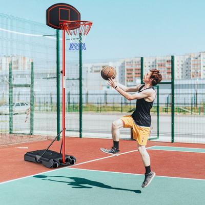 Adjustable Basketball Hoop System Stand Portable with 2 Wheels Fillable Base-Black & Red - 47" x 18" x 77.5"-101.5"