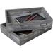 Set Of 2 Gray Wood Office Desktop Document Letter Paper Trays Stackable Decorative Multipurpose File Organizer