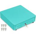 Cash Register Drawer For (POS) Point Of Sale System With Round Corner 13 Removable Coin Tray 4 Bill/5 Coin 24V RJ11/RJ12 Key-Lock Media Slot Cash Till Money Drawer For Businesses Light Blue