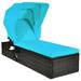 Adjustable Cushioned Recliner Chaise Lounge Chair with Folding Canopy Green