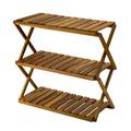 Acacia 3 Tiers Wooden Plants Stand Foldable Shoe Rack Multipurpose Shelf Perfect Idea For Living Room Bedroom Hallway