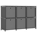 Tomshoo Gray 6-Cube Display Shelf with Fabric Boxes - Modern Home Decor Storage Rack