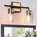 Modern Farmhouse 2-Light Black Gold Bathroom Vanity Light Cylinder Glass Wall Sconces - L 13 x W 6 x H 10