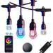 Outdoor String Lights LED 96Ft Color Changing RGBW Patio String Lights APP Control 2.4Ghz Wifi Waterproof 48 Bulbs Work With Alexa For Party Outside Cafe(3 Wire RGB-96FT)