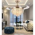 Crystal Ceiling Fan With Light Modern Luxury Chandelier Retractable Blades 3 Speeds 3 Color Changes Silent Ceiling Fans Lighting Fixture LED Kits Included