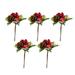 Artificial Stems for Christmas 5pcs Creative Christmas Plant Stem Pick Decoration Artificial Pine Cone Green Hollow Leaf Fake Small Pomegranate Mushroom Pick Stems Plant for DIY Home Ornament