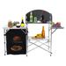 OUKANING Outdoor Folding Camping Kitchen Table Cooking Table with Side Table Detachable Windscreen Black
