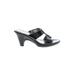 Croft & Barrow Mule/Clog: Slide Chunky Heel Casual Black Print Shoes - Women's Size 10 - Open Toe