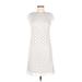 Christin Michaels Casual Dress - A-Line Crew Neck Short sleeves: White Print Dresses - Women's Size 6