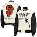 Men's PLEASURES White San Francisco Giants Full-Snap Varsity Jacket