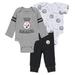 Newborn & Infant WEAR by Erin Andrews Gray/Black/White Pittsburgh Steelers Three-Piece Turn Me Around Bodysuits Pant Set