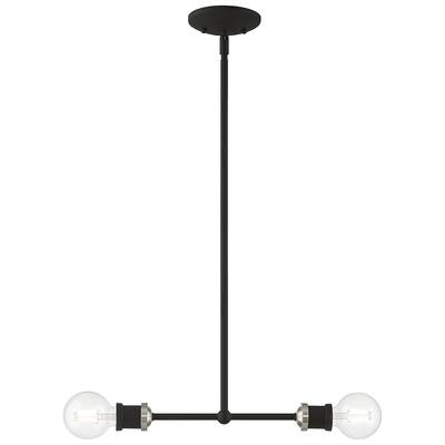 Lansdale 2 Light Black Linear Chandelier with Brus...