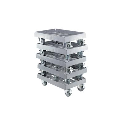 5 Stück Transportroller für Kisten 60 x 40 cm mit 2 Bockrollen und 2 Bremsen grau Image