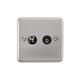 Curved Polished Chrome Satellite And Isolated Coaxial 1 Gang Socket - Black Trim - SE Home
