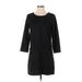 J.Crew Casual Dress - Shift Crew Neck 3/4 sleeves: Black Print Dresses - Women's Size 2