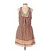 Jessica Simpson Casual Dress - Mini: Tan Floral Dresses - Women's Size Large