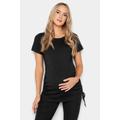 Lts Tall Maternity Black Ribbed Ruched Tshirt 20 Lts | Tall Women's Maternity Tops