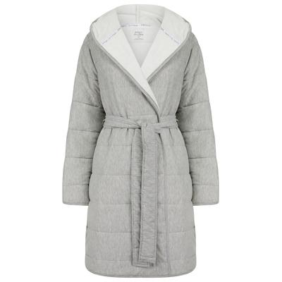 Dressing Gown Women's Frankie Quilted Soft Fleece Tie Robe Dressing Gown with Hood in Grey / M - Tokyo Laundry