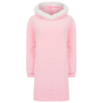 Loungewear Women's Hetty Soft Fleece Chunky Loungewear Longline Pullover Hooded Top in Pink / L/XL - Tokyo Laundry