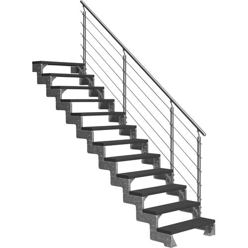 „DOLLE Außentreppe „“Gardentop““ Treppen 12 TRIMAX-Stufen anthrazit, inkl. einseitigem AluMetallES Gr. gerade, grau (anthrazit) Treppen“