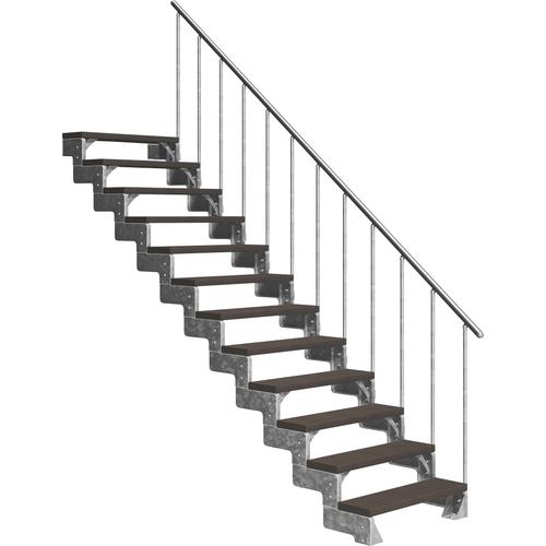 „DOLLE Außentreppe „“Gardentop““ Treppen 14 TRIMAX-Stufen dunkelbraun, inkl. einseitigem Alu-Geländer Gr. gerade, braun (dunkelbraun) Treppen“