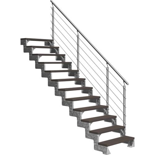 „DOLLE Außentreppe „“Gardentop““ Treppen 13 TRIMAX-Stufen dunkelbraun, inkl. einseitigem AluMetallES Gr. gerade, braun (dunkelbraun) Treppen“