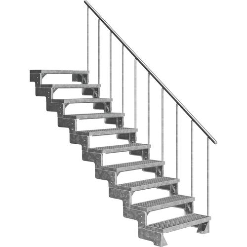 „DOLLE Außentreppe „“Gardentop““ Treppen 10 Gitterrost-Stufen, inkl. einseitigem Alu-Geländer Gr. gerade, silberfarben (metall) Treppen“