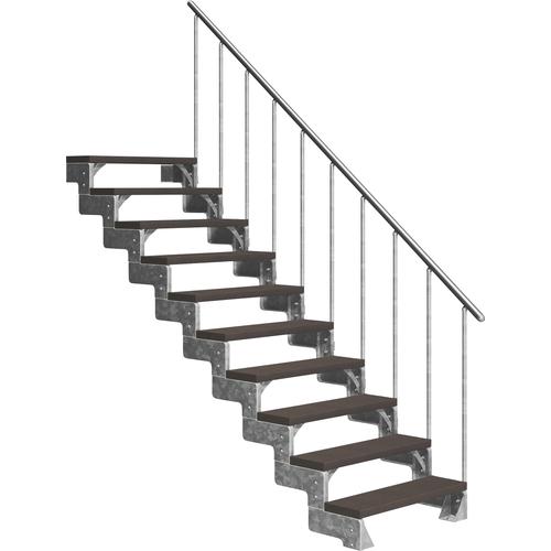 „DOLLE Außentreppe „“Gardentop““ Treppen 10 TRIMAX-Stufen dunkelbraun, inkl. einseitigem Alu-Geländer Gr. gerade, braun (dunkelbraun) Treppen“