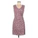 Nic + Zoe Casual Dress - Sheath Scoop Neck Sleeveless: Burgundy Dresses - Women's Size Medium Petite