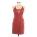 Lush Casual Dress - Party Halter Sleeveless: Burgundy Print Dresses - Women's Size Large