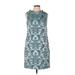 o.p.t Casual Dress Mock Sleeveless: Teal Damask Dresses - Women's Size 12