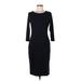 Just Fab Casual Dress - Sheath Crew Neck 3/4 sleeves: Black Print Dresses - Women's Size Medium