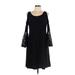 R&M Richards Cocktail Dress - A-Line Cold Shoulder 3/4 sleeves: Black Print Dresses - Women's Size 10