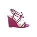 Schutz Wedges: Burgundy Print Shoes - Women's Size 9 1/2 - Open Toe