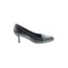 Stuart Weitzman Heels: Pumps Kitten Heel Classic Black Print Shoes - Women's Size 8 - Almond Toe