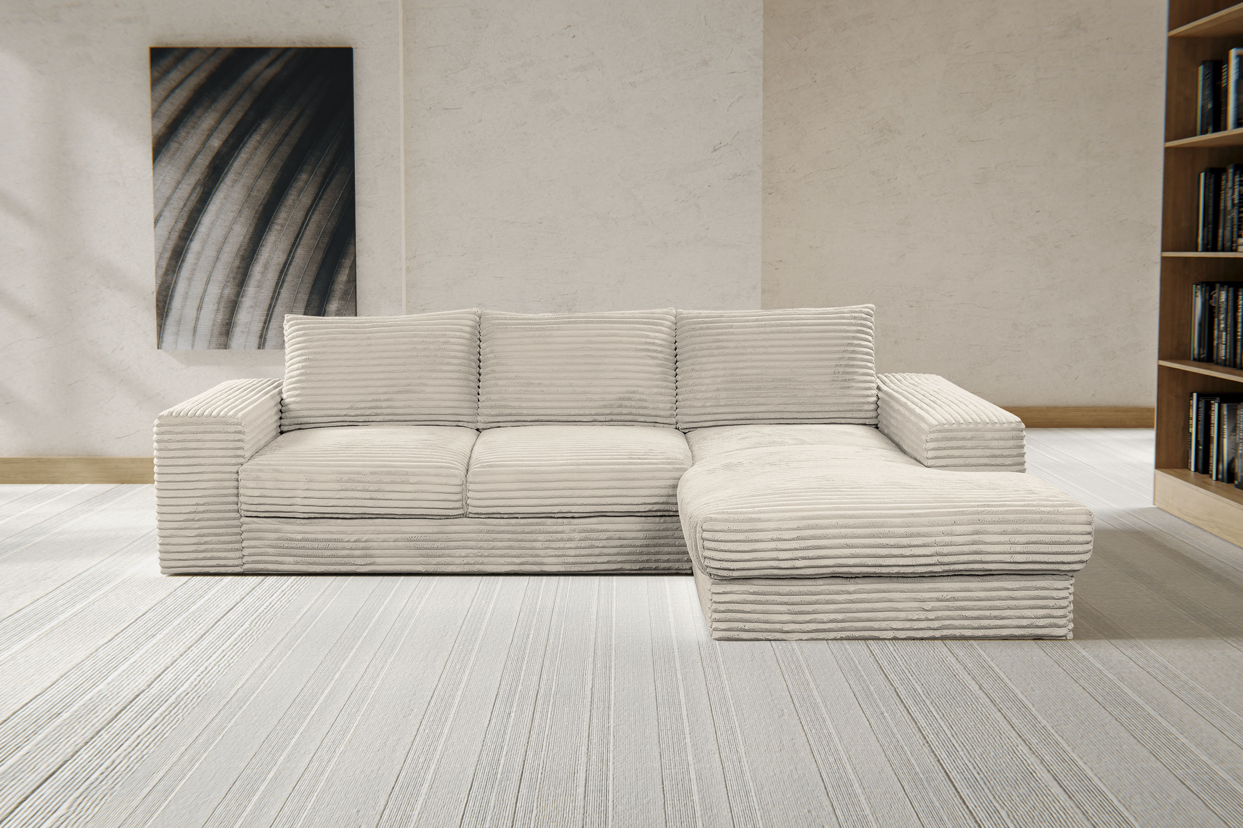 Ecksofa WERK2 "Rozzana Design Ecksofa mit hohem Komfort, zeitlos & elegant, L-Form", weiß, B:280cm H:86cm T:190cm, 100% PES, Sofas, Ecksofa, in kuschelweichen Trendstoffen Cord, Breitcord und Plüsch