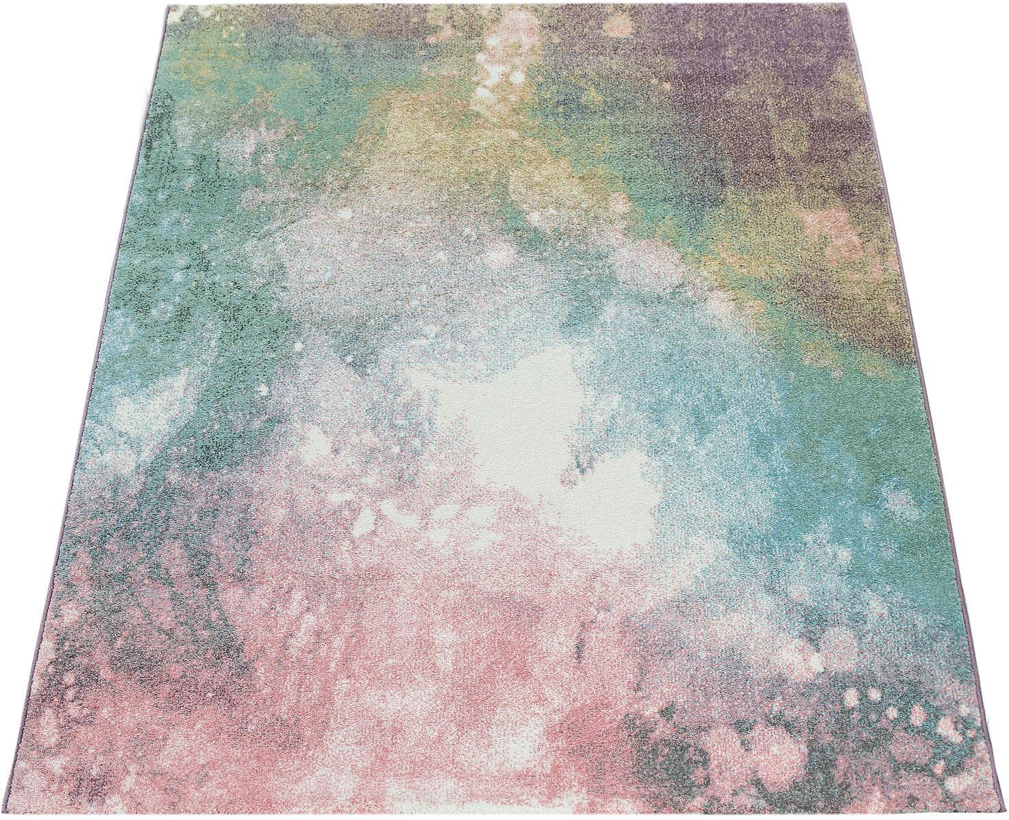 Teppich PACO HOME "Mero 100", bunt (mehrfarbig), B:240cm H:16mm L:340cm, Polypropylen (PP), Teppiche, Kurzflor, modernes Design, Pastell-Farben, Used-Optik Image
