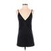 Lucy In The Sky Cocktail Dress - Shift Plunge Sleeveless: Black Solid Dresses - Women's Size Small
