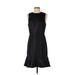 J.Crew Casual Dress - A-Line High Neck Sleeveless: Black Print Dresses - Women's Size 4