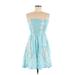 Riviera Sun Casual Dress - A-Line Strapless Sleeveless: Blue Dresses - Women's Size Medium